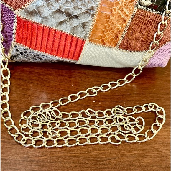 🌟2xHP🌟VTG 1980s Snake & Lizard Skin Patchwork Color Block Shoulder/Crossbody Bag - Picture 8 of 14